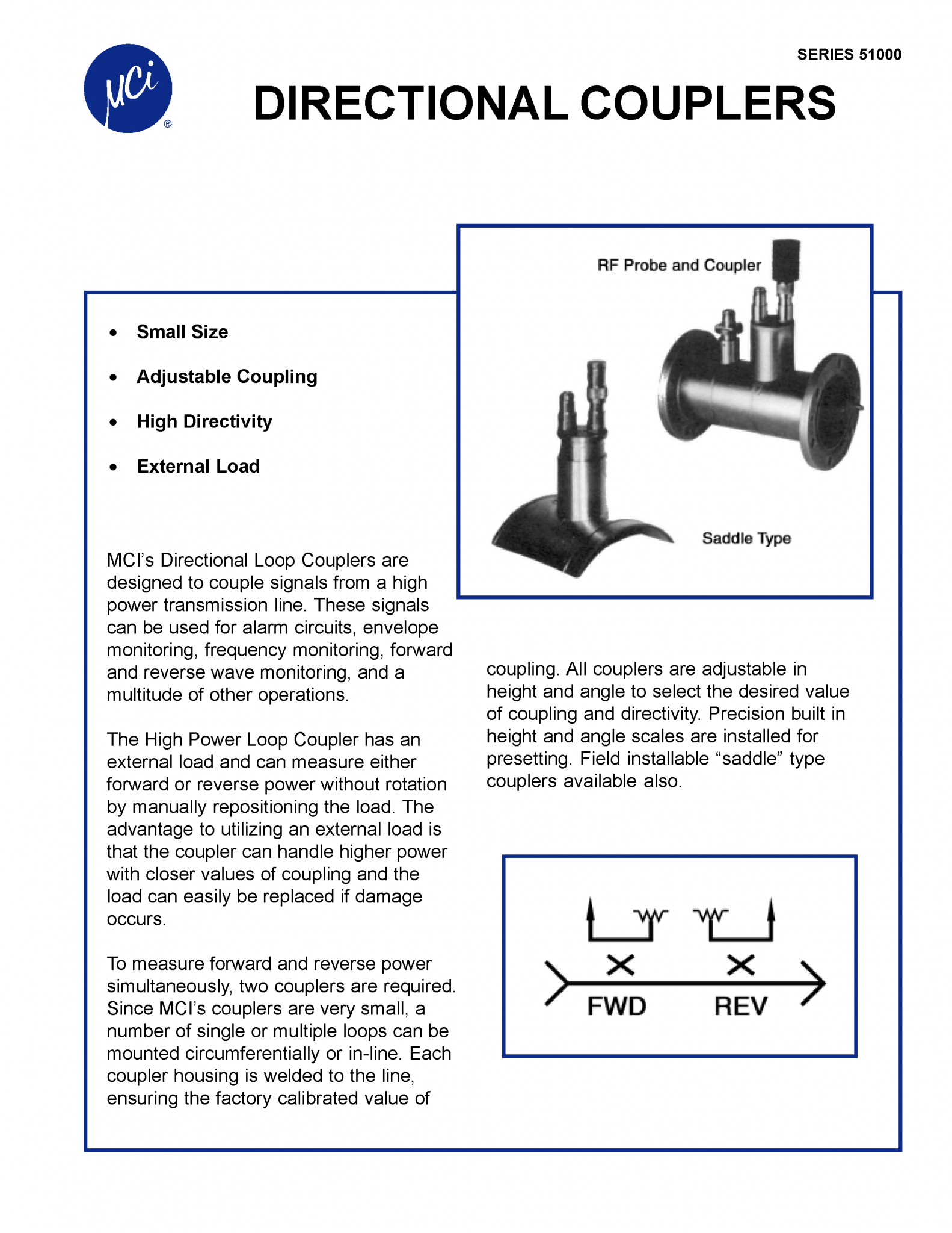 Coaxial Directional Coupler Data Sheet MCI Broadcast