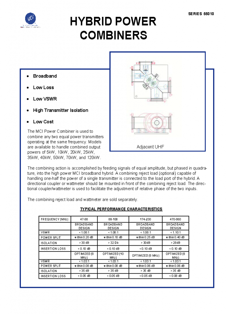 Coaxial Hybrid Power Combiner - Data Sheet