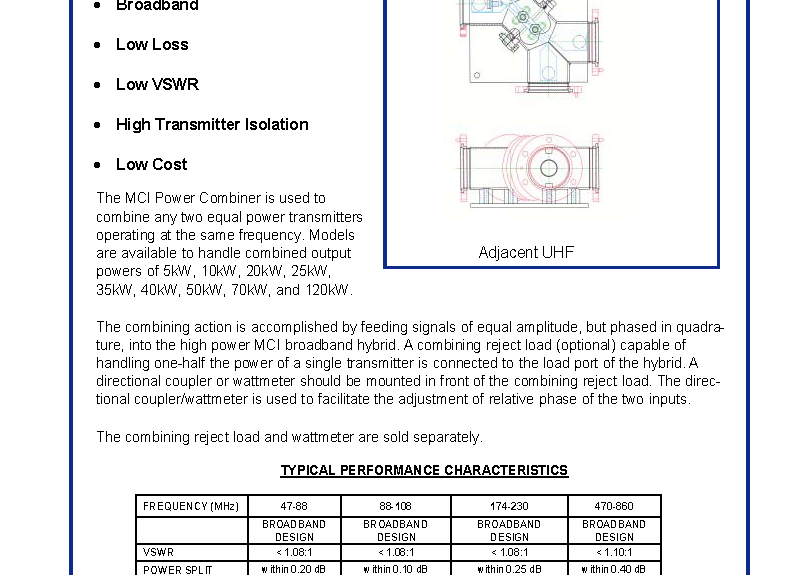 Coaxial Hybrid Power Combiner - Data Sheet