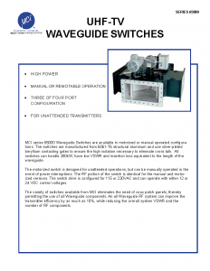 Waveguide Switch for UHF TV - Data Sheet
